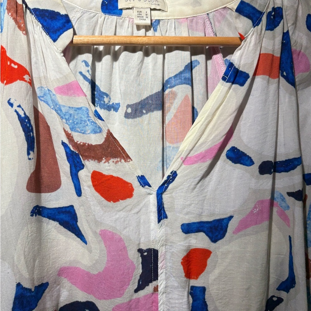 Colorful Abstract Print Blouse